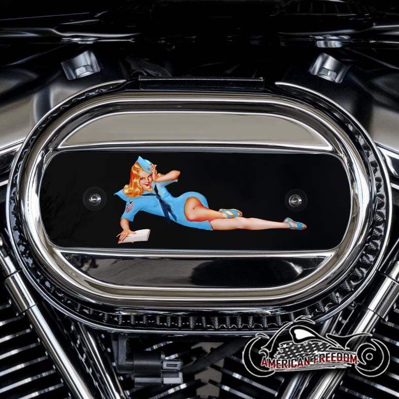 Harley Davidson M8 Ventilator Insert - Blonde Pin Up With Book